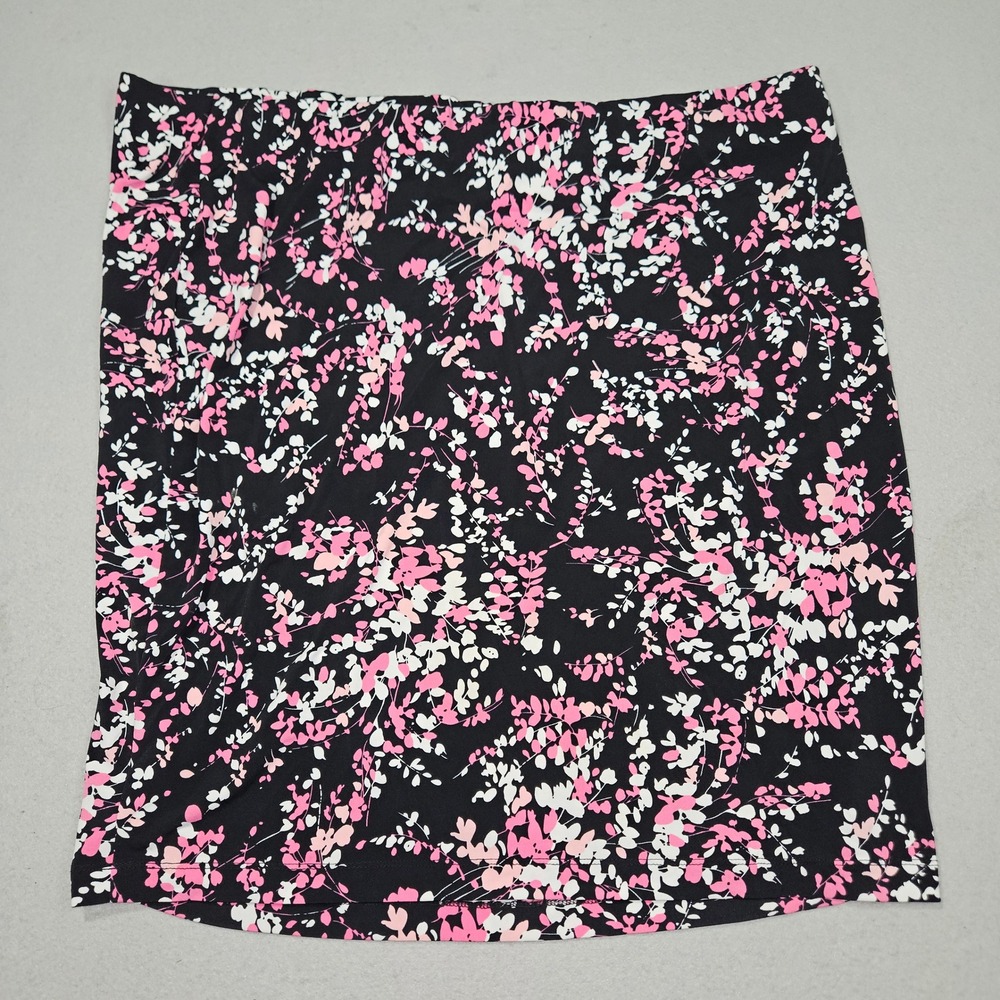 Liz Lange Maternity Floral Mini Skirt Black Pink White Stretch Sz XL - Picture 5 of 5